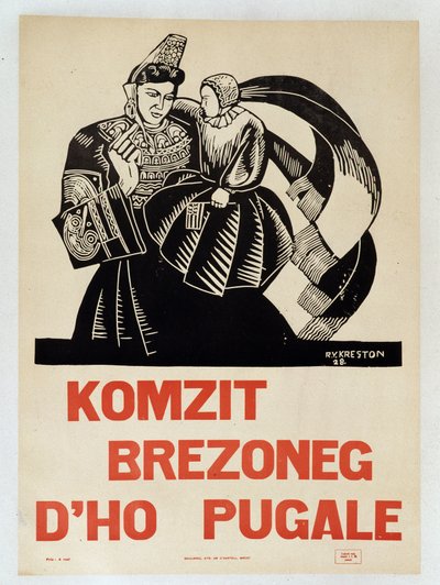 Parlez breton à vos enfants - Affiche de propagande en breton encourageant les Bretons à préserver leur langue régionale - French School