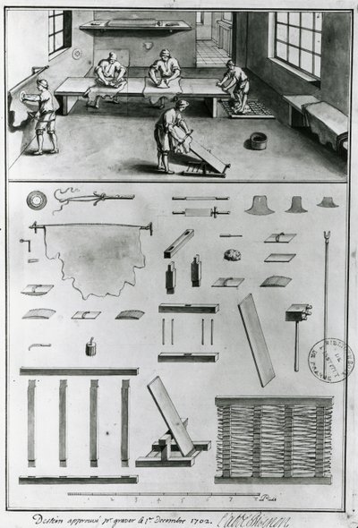 Tanneurs, des Descriptions des arts et métiers par Denis Diderot (1713-84), publié c.1770 - French School