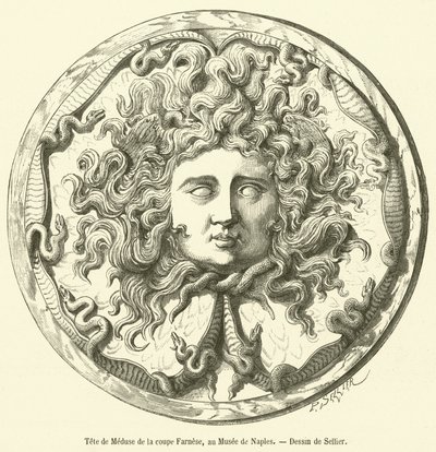 Tête de Méduse de la coupe Farnèse, au Musée de Naples - French School