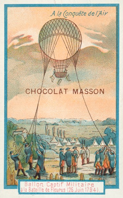 Ballon militaire captif à la bataille de Fleurus, 26 juin 1794 - French School