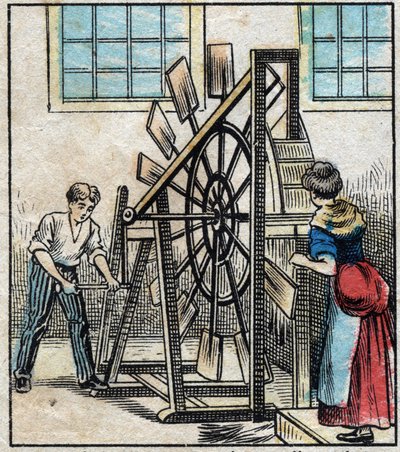 Textile, lin. Travail du lin pour faire tomber la paille à l