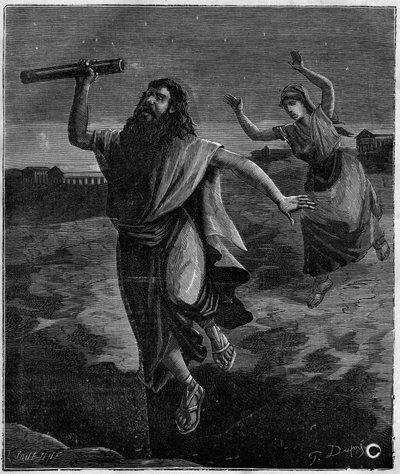 Thalès de Milet mathématicien et philosophe grec (625 av. J.-C. - 546 av. J.-C.) : « Il ne vit pas une fosse ouverte sous ses pieds et se laissa tomber » - French School