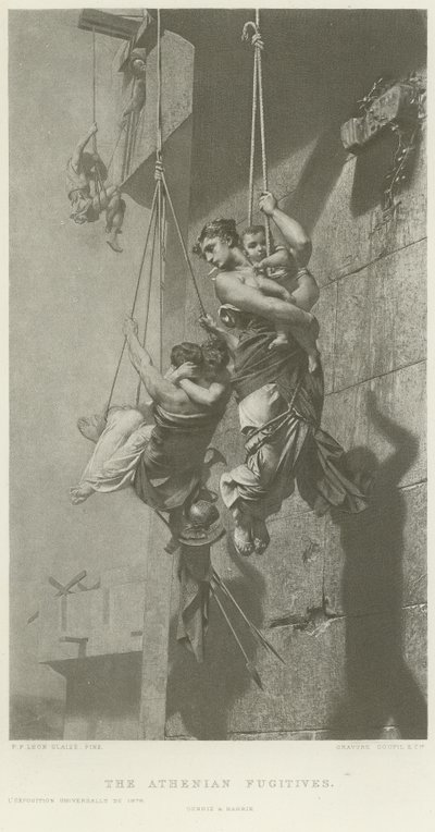 Les fugitifs athéniens (gravure) - French School