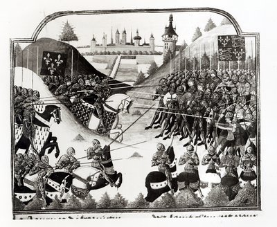 La Bataille de Formigny, 14 avril 1450, ms Fr 2691 fol. 183, de Chronique de Charles VII par Jean Chartier - French School
