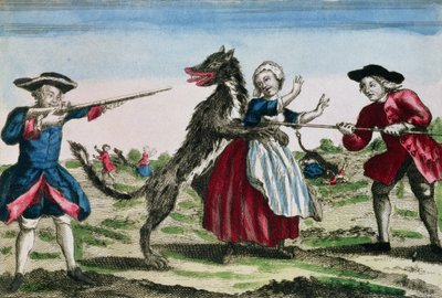 La Bête du Gévaudan, publiée par Basset, 1764 - French School