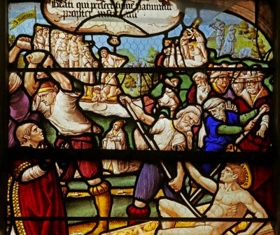 Les Béatitudes : Heureux ceux qui souffrent la persécution pour la justice : le martyre de Saint Étienne et Saint Laurent - French School