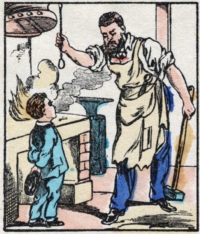 Le forgeron. Gravure dans "La chanson des métiers". Imagerie d