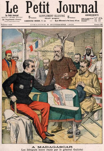La délégation boer reçue par le général Joseph Simon Gallieni (1849-1916) à Madagascar, couverture du supplément couleur du Petit Journal n.625, 9 novembre 1902 - French School