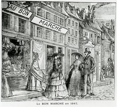 Le magasin Bon Marché dans la rue du Bac, Paris en 1847 - French School
