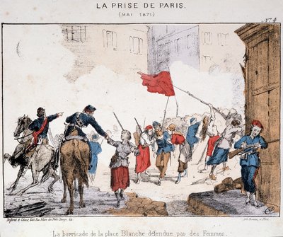La Capture de Paris en mai 1871 : la barricade de la Place Blanche défendue par des femmes - French School
