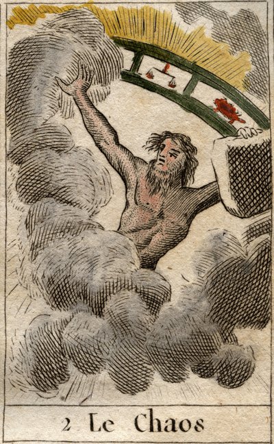 Le dieu du Chaos représenté avec un morceau de zodiaque. De "Mythologie de la jeunesse" par Pierre Blanchard 1803. - French School