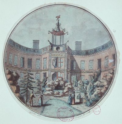 Les Bains Chinois à Paris, établis par Lenoir (gravure en couleur) - French School