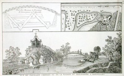 Le Pavillon Chinois et la Maison de la Philosophie dans le Parc de Bonnelles, près de Paris, de 