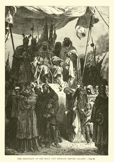 Les Chrétiens de la Ville Sainte défilant devant Saladin - French School