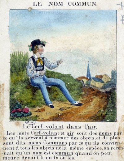 Le nom commun (Enfant tenant un cerf-volant) - dans "Grammaire en images" - French School