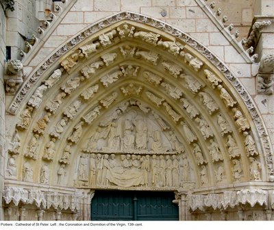 Le Couronnement et la Dormition de la Vierge, du tympan gauche de la façade ouest - French School