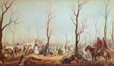 Les Cosaques sur les Champs-Élysées, 1815 - French School