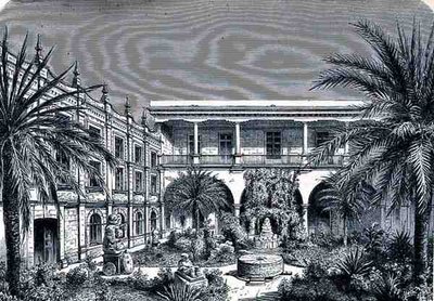 La Cour du Musée du Mexique, de The Ancient Cities of the New World, par Claude-Joseph-Désiré Charnay, pub. 1887 - French School
