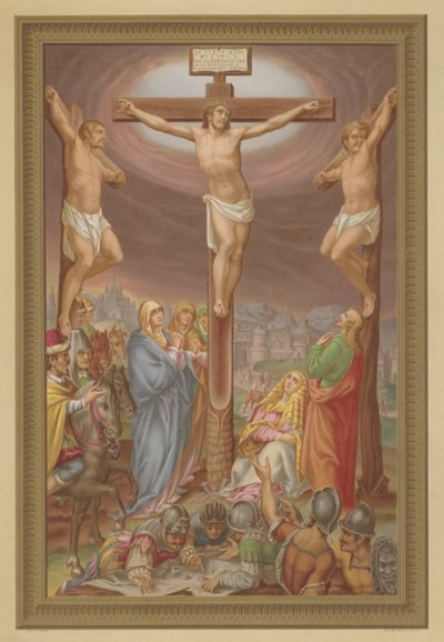 La crucifixion (chromolitho) - French School