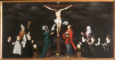 La Crucifixion, portraits des donateurs. Triptyque d