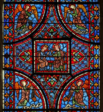 La fenêtre de la Mort et Glorification de la Vierge Marie - section supérieure - French School