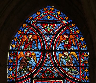 La fenêtre de la Mort et Glorification de la Vierge Marie - section supérieure - French School