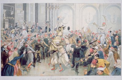 La Procession de Pâques du Feu Sacré à Jérusalem, 1895 - French School
