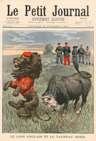 Le lion anglais et le taureau boer - French School