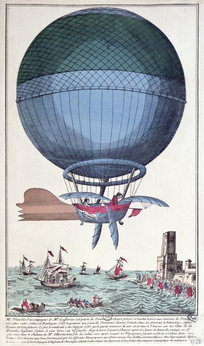 La Première Traversée de la Manche par Jean Pierre François Blanchard et John Jeffries, 1785 - French School