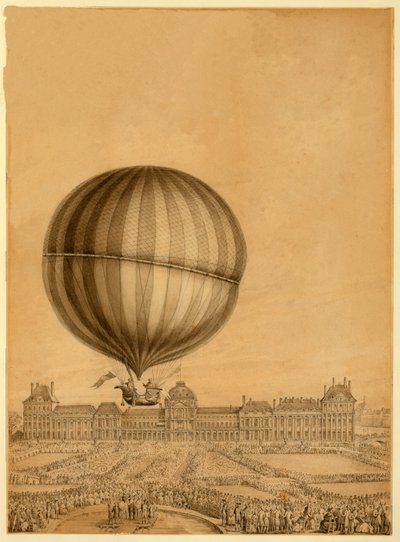 Le premier vol en ballon à gaz habité, 1er décembre 1783, c.1783 - French School