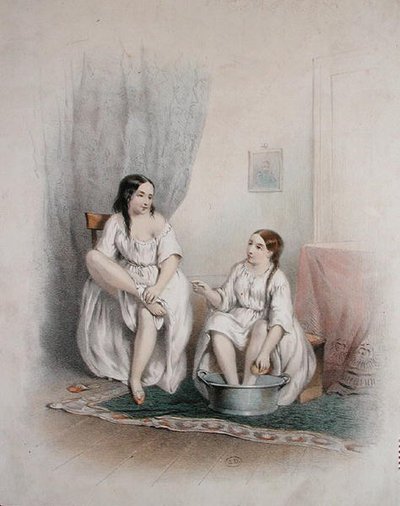 Le Bain de Pieds, milieu du XIXe siècle - French School