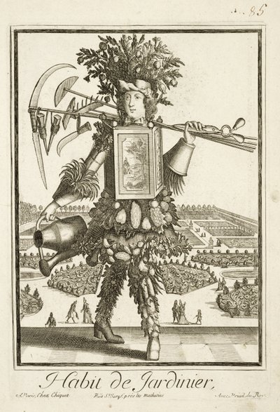 Le Costume des Jardiniers, illustration du Dictionnaire des Sciences par Denis Diderot (1713-84) publié vers 1770 - French School