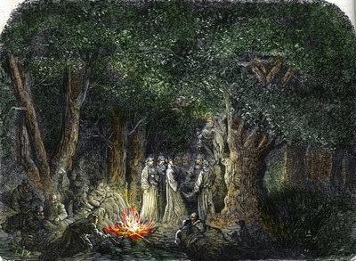 Les Gaulois et leurs prêtres ou druides (gravure) 1864 - French School