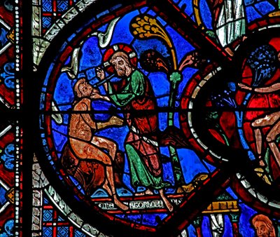 La fenêtre du Bon Samaritain : Dieu crée Adam - French School