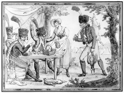 Les Hussards et la Vivandière, 1803 - French School