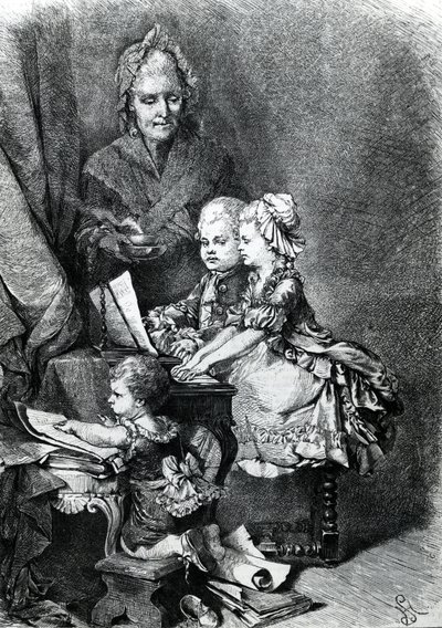 Le jeune Mozart jouant du piano - French School
