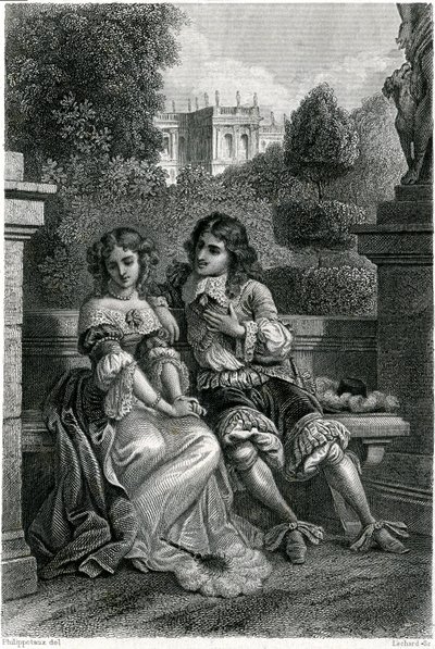 Le roi de France Louis XIV en compagnie galante de Mademoiselle de la Vallière - French School