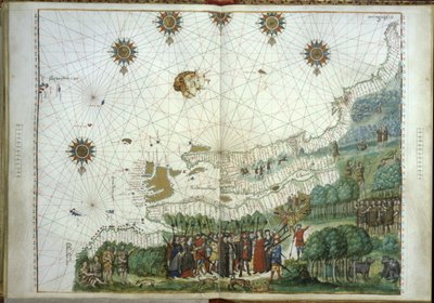 Le débarquement de Jacques Cartier et des colons au Canada, 1547 - French School