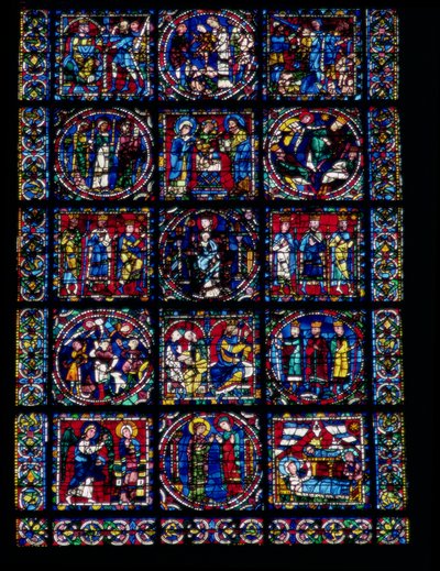 La Vie du Christ, cycle du Nouveau Testament, moitié inférieure du vitrail, vers 1145-50 - French School