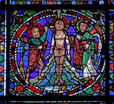 La Vie du Christ : Baptême dans le Jourdain - French School