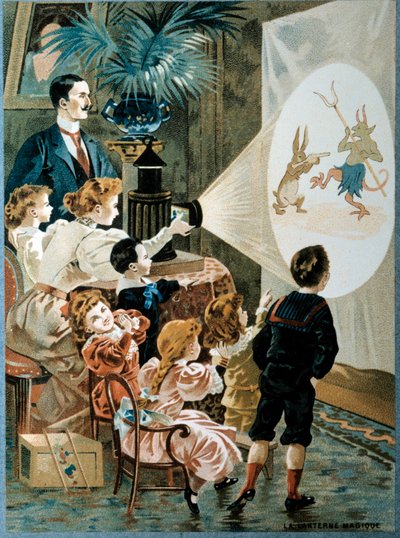 La Lanterne magique dans la famille Les enfants regardent l