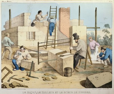 Le Maçon, Le Tailleur de Pierre et Le Scieur de Pierre, vers 1860 - French School