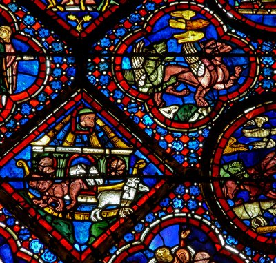 Fenêtre de Noé : Noé regarde les animaux quitter l