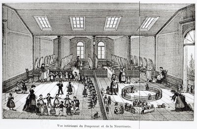 La crèche dans le Familistère de Guise, de Solutions Sociales par Jean-Baptiste André Godin (1817-88), Paris, 1871 - French School