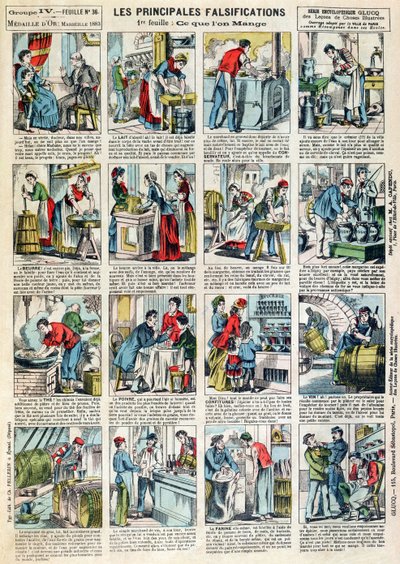 Les principales formes de falsification nutritionnelle, vers 1883 - French School