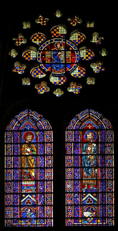 Le Prophète Osée; une autre figure, les armoiries de Mauclerc; la Vierge et l