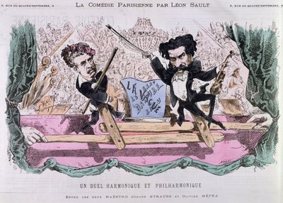 Les Compositeurs Rivaux de Valses, Johann Strauss le Jeune et Olivier Metra, c.1870 - French School