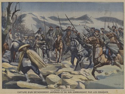 La guerre russo-japonaise : un détachement japonais et leur commandant capturés par les cosaques - French School