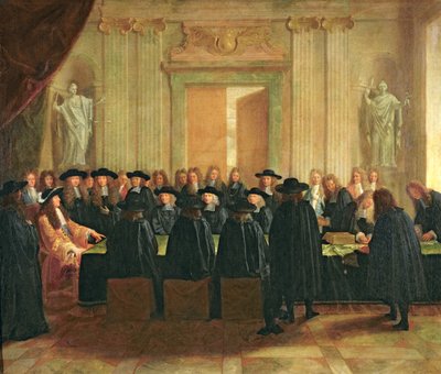 Le Sceau tenu par Louis XIV (1638-1715) devant les membres du Conseil d