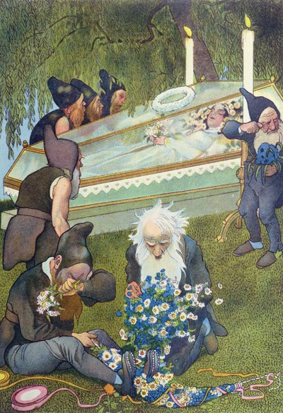 Les sept nains pleurant Blanche-Neige, 1911 - French School
